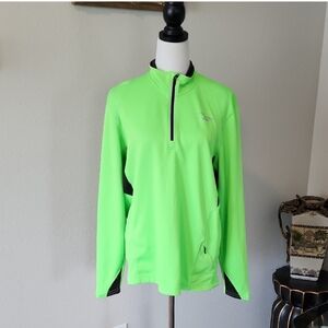 Brooks Neon Green Quarter-Zip Athletic Pullover